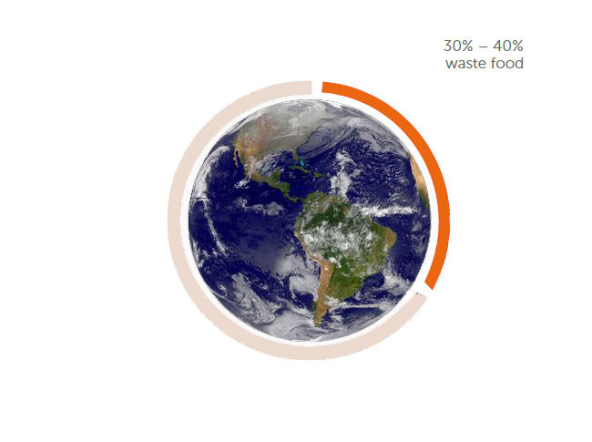 ppiechart-waste-food-per1 Chart of the fruit and vegetables losses of different continents