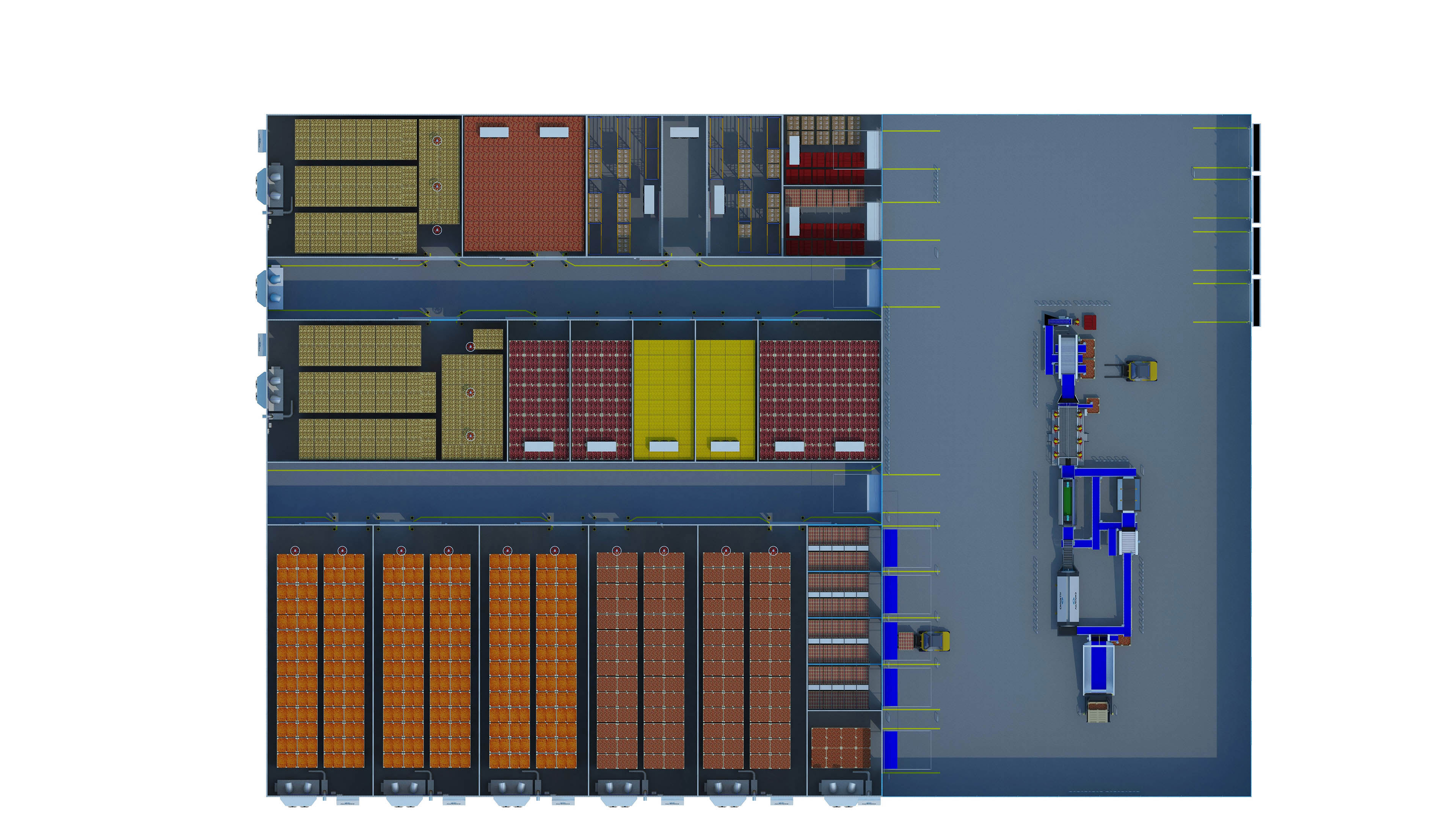 top view of a 5000 tons of storage distribution centre