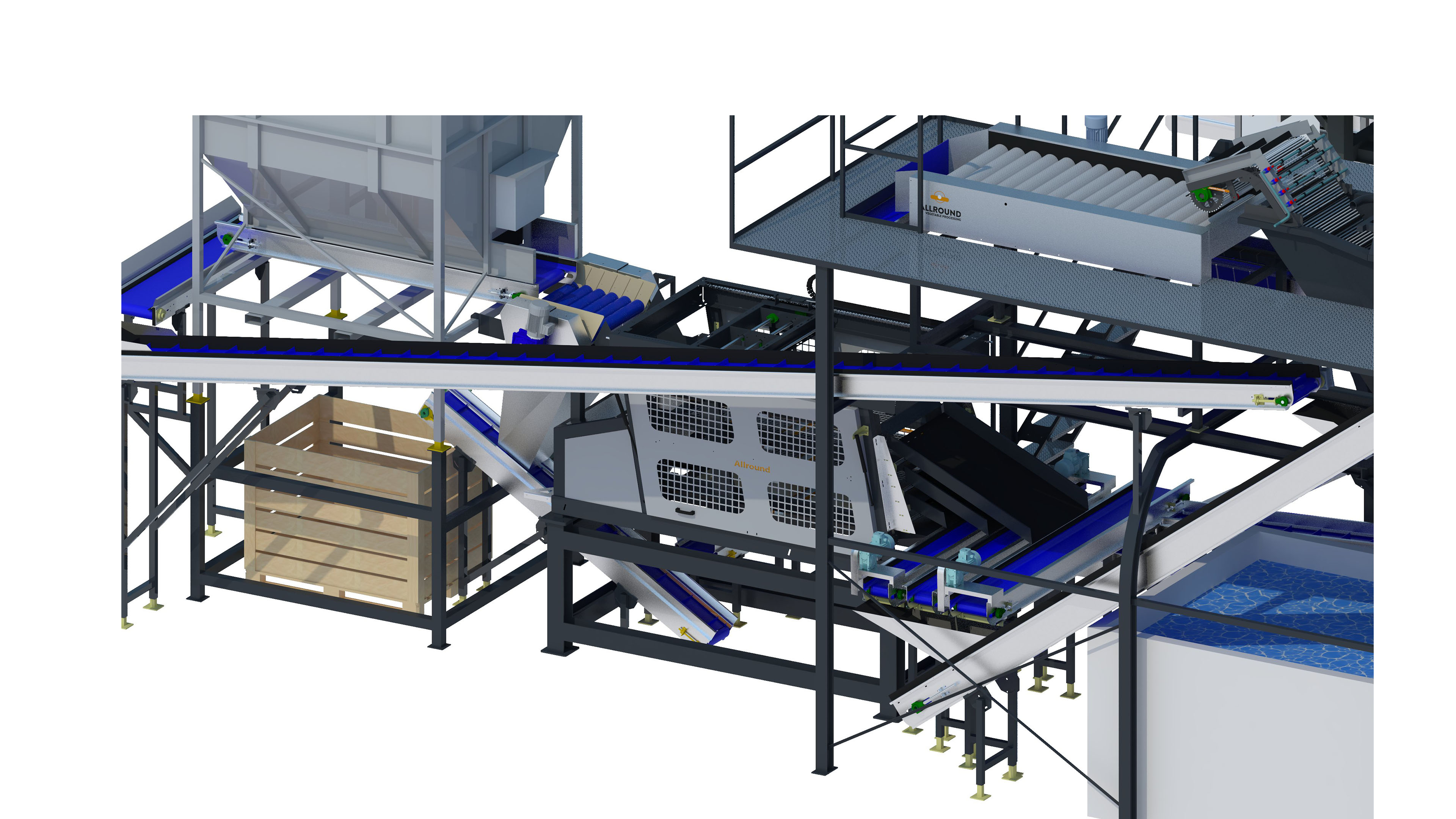 TABLE INDUSTRIAL POTATO WASHING & PACKAGING LINE