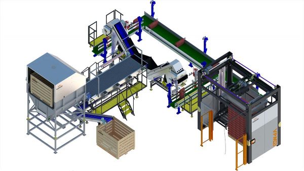 Weighing & paltizing line