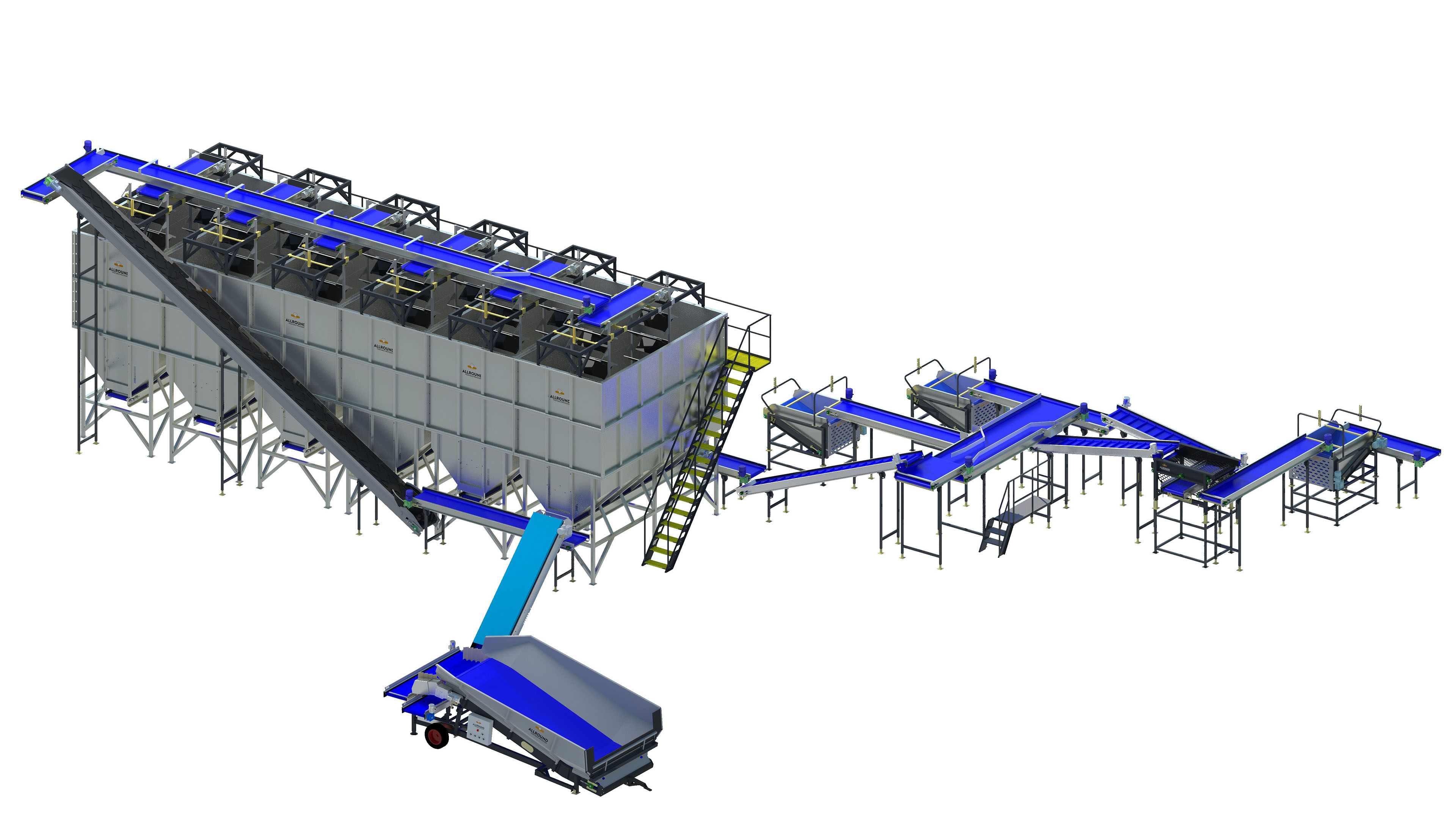 potato recieving and destribution for peeling line